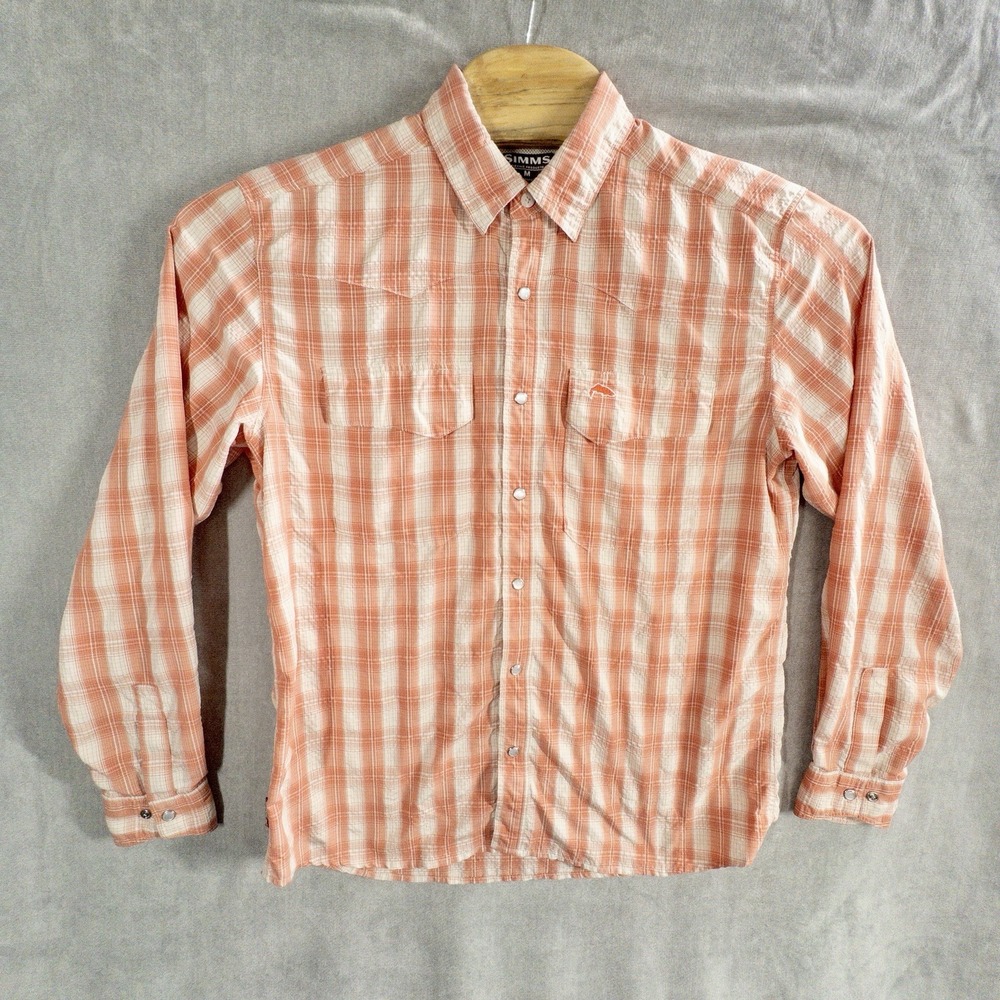 Simms Fishing Guide Series Mens Medium Coral Button Up Shirt Gorpcore Outdoor